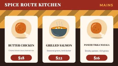Indian restaurant combo cards TV menu board template