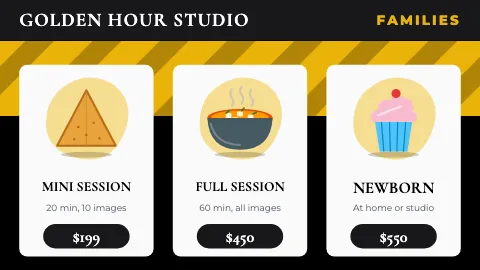 Photography & creative combo cards TV menu board template