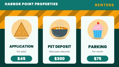 Property management combo cards TV menu board template