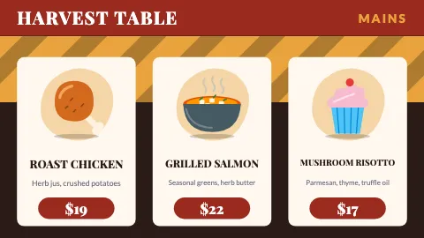 Restaurant combo cards TV menu board template