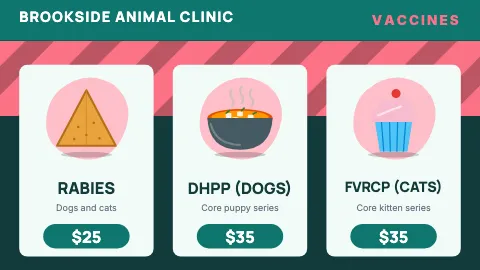 Veterinary clinic combo cards TV menu board template