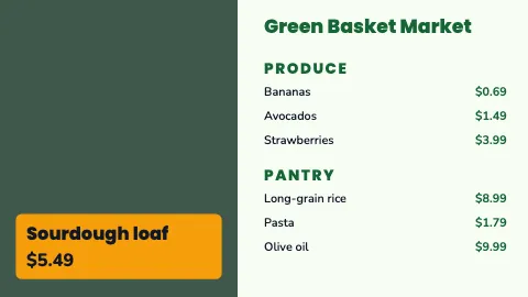 Grocery & market featured item TV menu board template
