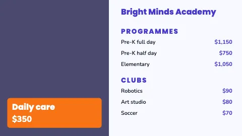 School & education featured item TV menu board template