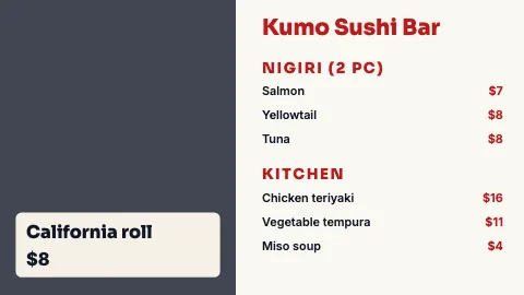 Sushi bar featured item TV menu board template