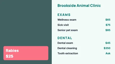 Veterinary clinic featured item TV menu board template