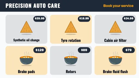 Auto repair picture menu TV menu board template