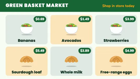 Grocery & market picture menu TV menu board template