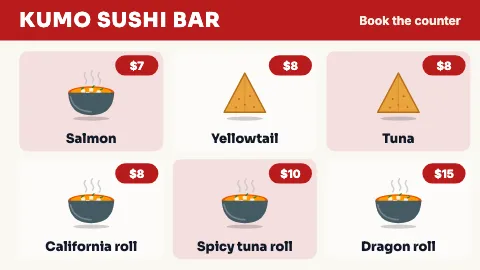 Sushi bar picture menu TV menu board template