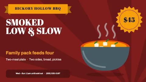 BBQ smokehouse hero deal TV menu board template