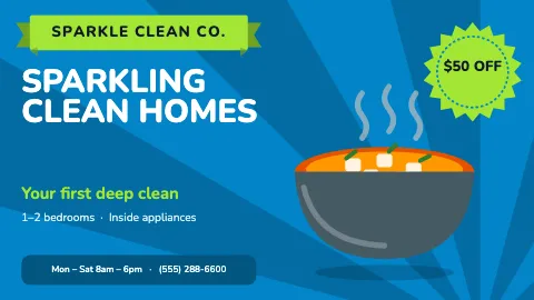 Cleaning services hero deal TV menu board template