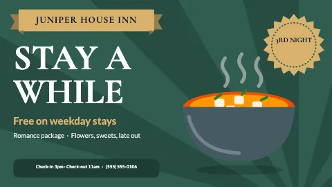 Hotel & B&B hero deal TV menu board template