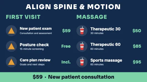 Chiropractic & physio icon list TV menu board template