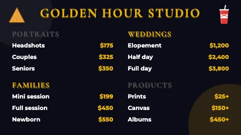 Photography & creative neon night TV menu board template