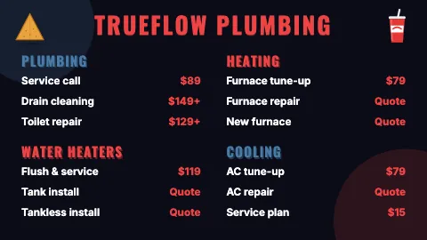Plumbing & HVAC neon night TV menu board template