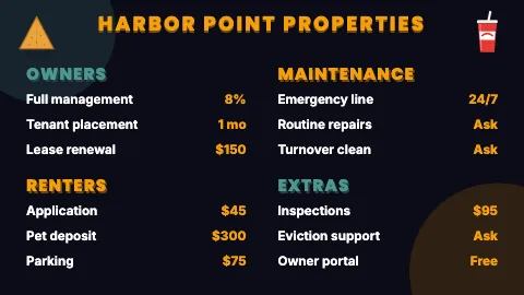 Property management neon night TV menu board template