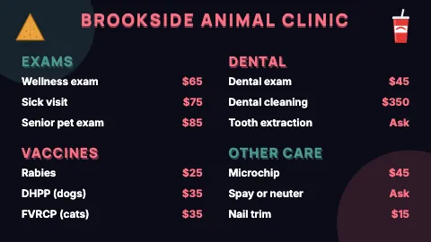 Veterinary clinic neon night TV menu board template