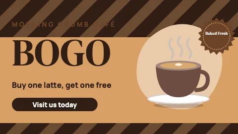 Café & bakery big promo TV menu board template