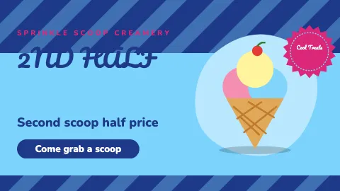 Ice cream shop big promo TV menu board template