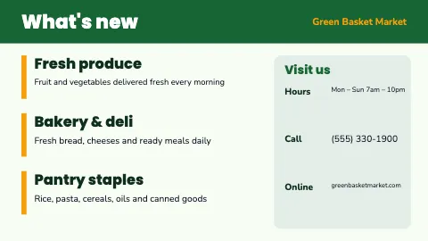 Grocery & market announcements TV screen template