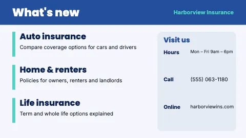 Insurance agency announcements TV screen template