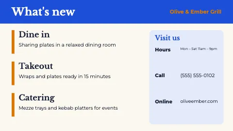 Mediterranean grill announcements TV screen template