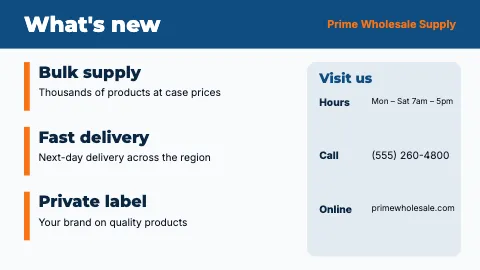 Wholesale & distribution announcements TV screen template