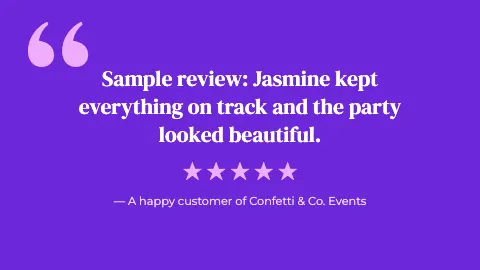 Event planner customer love TV screen template