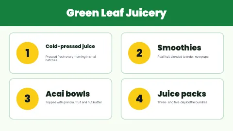Juice & smoothie bar services TV screen template
