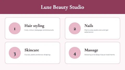 Salon & spa services TV screen template