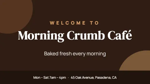 Café & bakery welcome TV screen template
