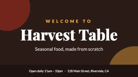 Restaurant welcome TV screen template
