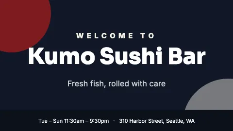 Sushi bar welcome TV screen template