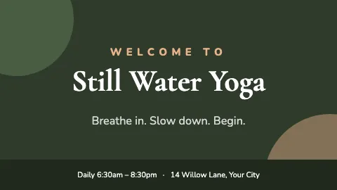Yoga studio welcome TV screen template