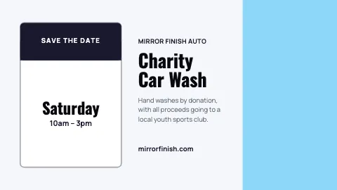 Auto detailing save the date TV screen template
