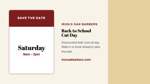 Barbershop save the date TV screen template