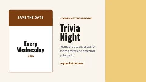 Brewery & bar save the date TV screen template