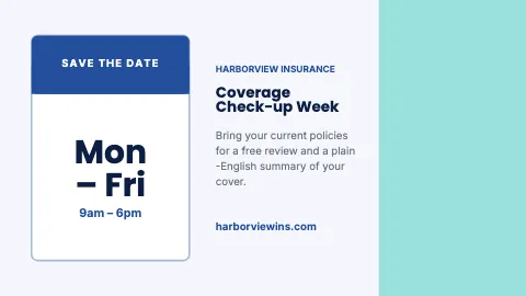Insurance agency save the date TV screen template