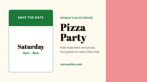 Pizzeria save the date TV screen template