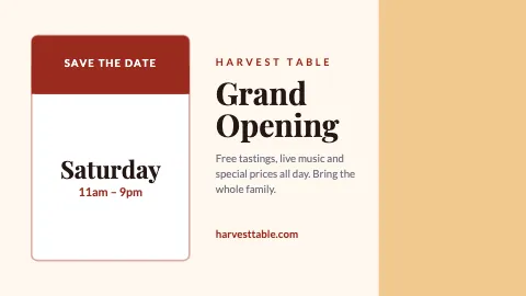Restaurant save the date TV screen template