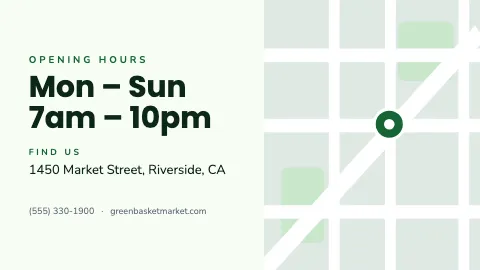 Grocery & market hours & map TV screen template