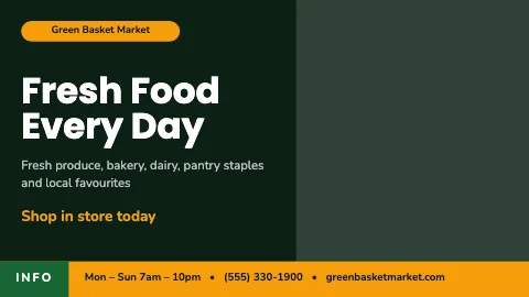 Grocery & market info ticker TV screen template