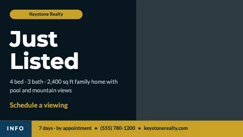 Real estate info ticker TV screen template