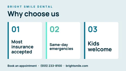 Medical & dental three reasons TV screen template