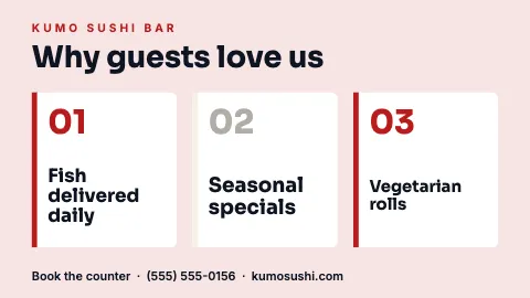 Sushi bar three reasons TV screen template