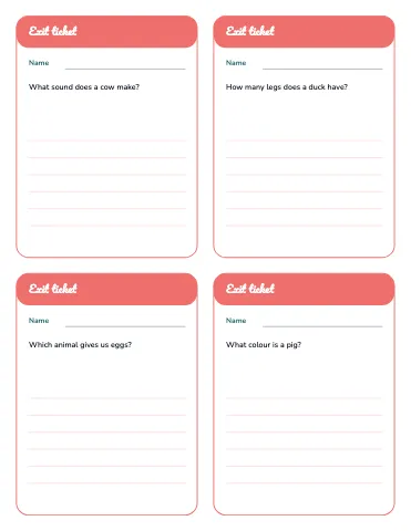 Preschool & Kindergarten exit tickets (4 per page) worksheet template