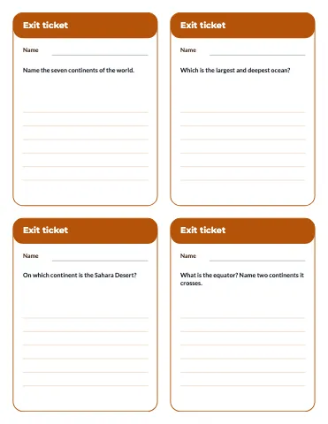 Social studies exit tickets (4 per page) worksheet template